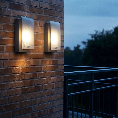 Applique murale Lampe d'extérieur Lampe de façade Acier galvanisé LED Lampe de jardin, verre structuré satiné, 3,7 W 320 lm blanc chaud, lot de 2