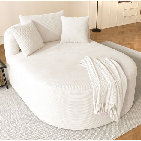 Fauteuil relax en tissu côtelé, 170 x 112,5 x 83 cm, sans montage, beige clair HAVRYA (1/5)
