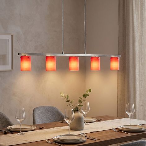 Lampada a sospensione in vetro soggiorno sala da pranzo plafoniera cromata ALU in un set con lampadine a LED (1/5)