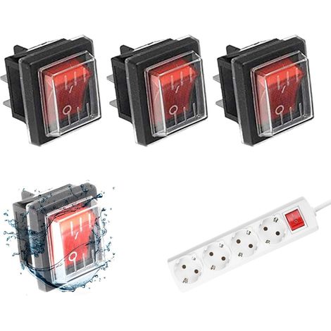 Interrupteur à Bascule, 4 Pcs Interrupteur à Bascule lumière Rouge ON/OFF Avec Couvercle étanche, Broches Interrupteurs à bascule 2 Positions 16A 250VAC 20A 125VAC Marche Arret Bouton Commutateur (1/5)