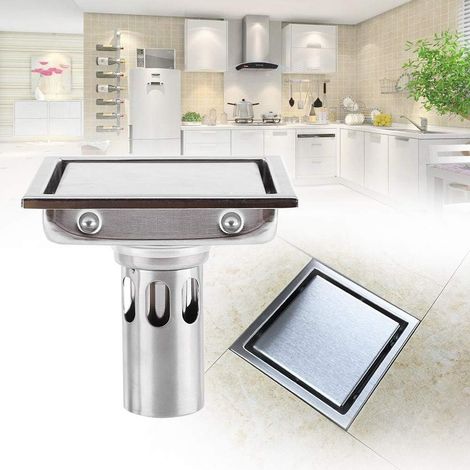 Siphon de sol de douche carré 110 mm en acier inoxydable 304 (1/5)