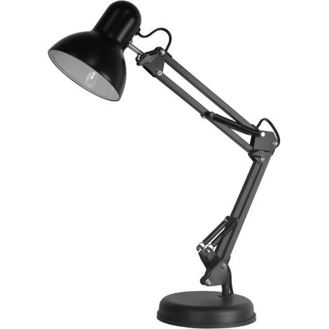 Klappbare Schreibtischlampe mit Gelenkarm, Leuchtmittel nicht enthalten – schwarz