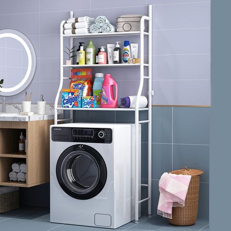 TRADE SHOP - Scaffale Salvaspazio Sopra Lavatrice Mensole Bagno 3 Piani Mobile Lavanderia 69078 -