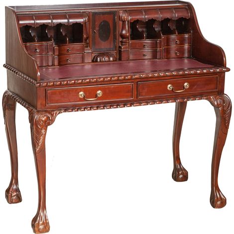 Schreibtisch Lady secretaire aus massivem Mahagoniholz mit Nussholz Finish 103x64x105 cm.