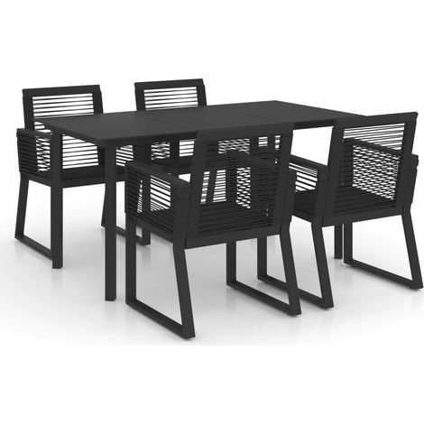 Salon de jardin 5 pcs Contemporain, Ensemble repas de jardin, Rotin PVC Noir OIB5423E (1/5)
