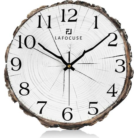 Horloge murale rustique en bois blanc de 30 cm pour salon et (1/5)
