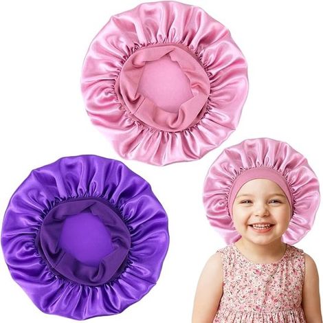 Cuffia per capelli in raso in 2 pezzi per bambini, cuffia elastica in seta per dormire, morbida cuffia in raso di seta per la notte, per neonati, bambini e bambine (1/5)
