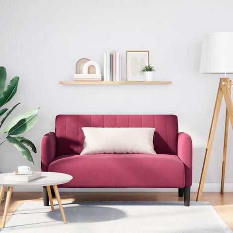 Sofá Loveseat rojo vino 109 cm terciopelo vidaXL
