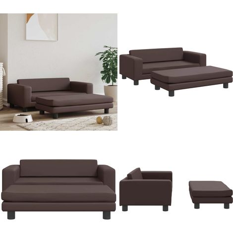 Lit pour chien avec extension marron 100x50x30 cm similicuir - Canapé pour chien - Extension pour chien