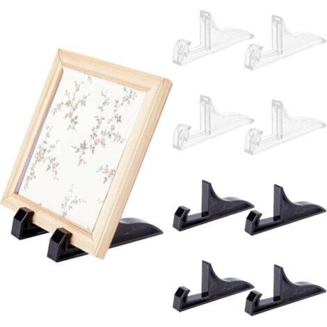 Supports de cadre en plastique, 2 couleurs, noir et transparent, présentoir photo, assiettes faites main
