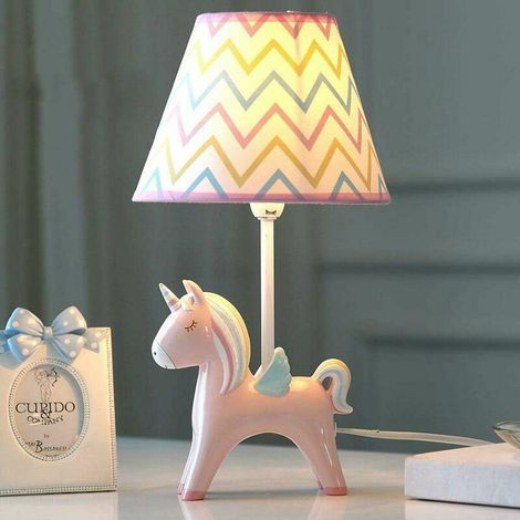 SMC Cartoon Unicorn Bedroom LED Table Lamp Bedroom Bedside Lamp Creative Boy Girl Cute Decorative Table Lamp (Color : Pink)- (1/5)