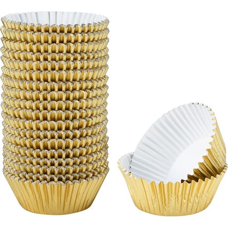 500 Pièces Doublures en Aluminium pour Muffins et Cupcakes, Papier Cuisson Doré pour Pâtisserie