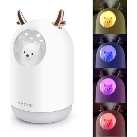 300-ml-Mini-Luftbefeuchter, leiser Luftbefeuchter mit LED-Beleuchtung, USB-Tischluftbefeuchter mit automatischer Abschaltfunktion bei Wassermangel für Zuhause/Schlafzimmer/Büro (1/5)