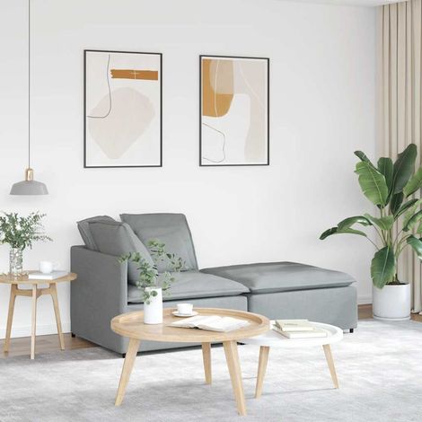 vidaXL Sofá modular con reposapiés y cojines, tejido gris claro (1/5)