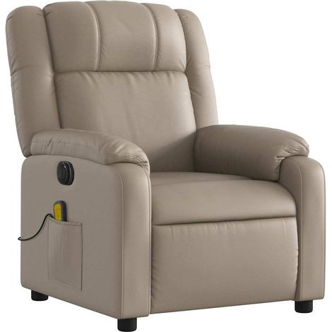 Poltrona relax TV reclinabile elettrica funzione massaggio 6 punti massaggio in PVC cappuccino DEC027142