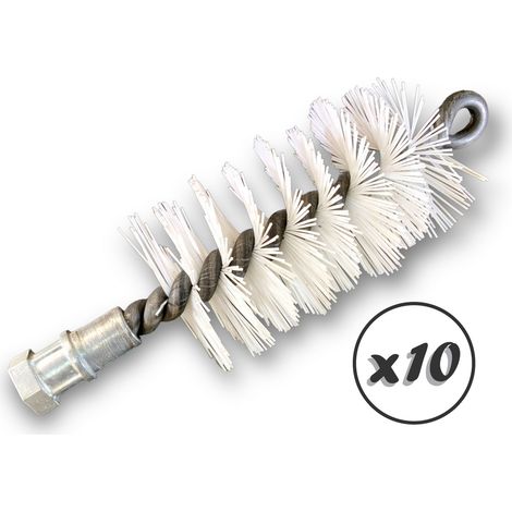 Lot de 10 Brosses à tube PRO NYLON Ø 45 mm Raccord M12175 femelle Ame en acier torsadé Nettoyage brossage tube et canalisation Kibros 41SCN45x10