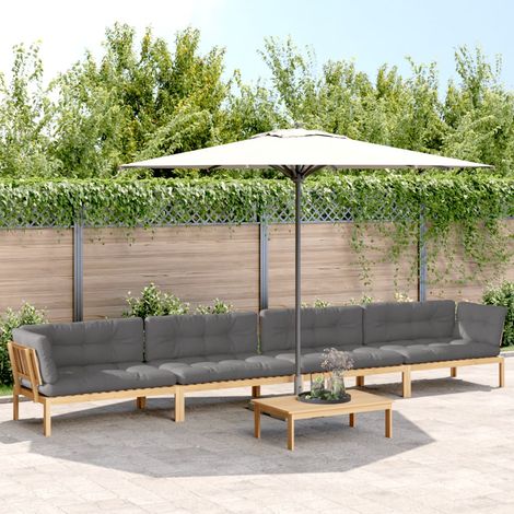 5-tlg. Garten-Sofagarnitur aus Paletten mit Kissen Akazienholz (1/5)