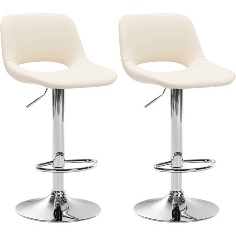 2er Set Barhocker Camden Kunstleder creme Metall in Chromoptik