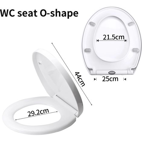 Abattant de toilette en forme de O (ouverture en un clic), fermeture lente et silencieuse, épais et résistant, convient aux adultes et aux enfants. Accessoires de salle de bain universels. (1/5)