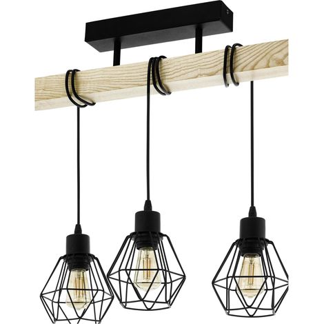 Suspension luminaire 5, lustre à 3 lampes, abat-jour (1/5)