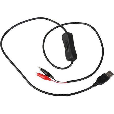 Câble de test USB 5V avec pinces, 100 cm, connecteurs USB mâles. (1/4)