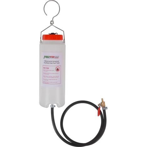 Réservoir de carburant auxiliaire universel pour moto - Kit d'outils de réparation de réservoir de gaz - Réservoir de carburant auxiliaire de 1000 ml avec tuyau de carburant et valve de coupe. (1/5)