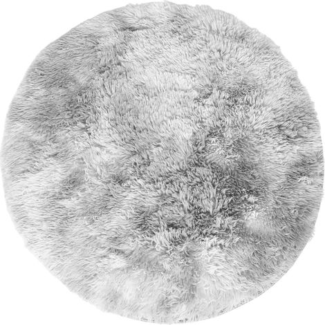 Tapis Rond - 120 cm - Antidérapant Caoutchouc - Mousse À Mémoire De Forme 1 2 Cm - Pour Salon Chambre Lit Balcon Enfant - Blanc Gris (1/5)