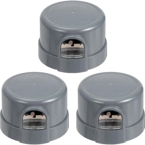 Cellule Photoélectrique pour Lumière Extérieure, Capteur Crépuscule à Aube à Verrouillage par Rotation, Interrupteur Automatique Marche/Arrêt pour LED Grange, Pack de 3 Gris (1/5)