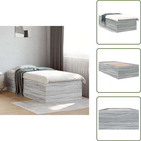 The Living Store Cadre de lit sans matelas sonoma gris 90x190 cm - Cadre De Lit - Lit Double - Lit En Bois - Lit Moderne - Sommier