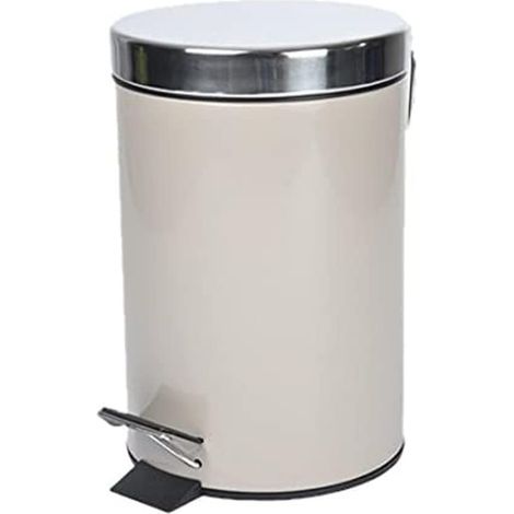 3-Liter-Treteimer – Schlichtes, taupefarbenes Metall – Kompaktes Design – Für Bad oder WC – Farbe: Taupe