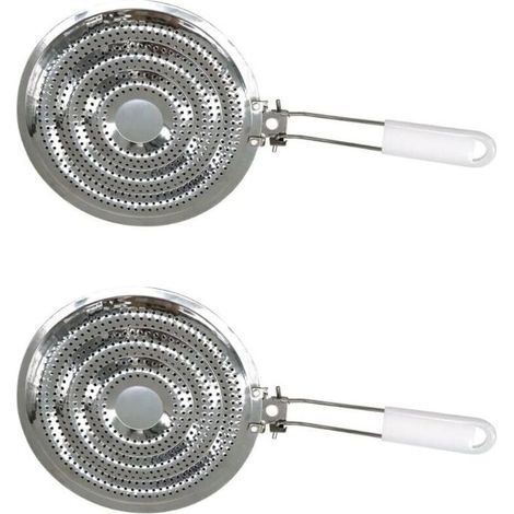 Set di 2 diffusori di calore per piano cottura, accessorio per fornelli a gas, 2 diffusori di calore per piano cottura a gas, bianco, acciaio inox, 20,5 cm (1/4)