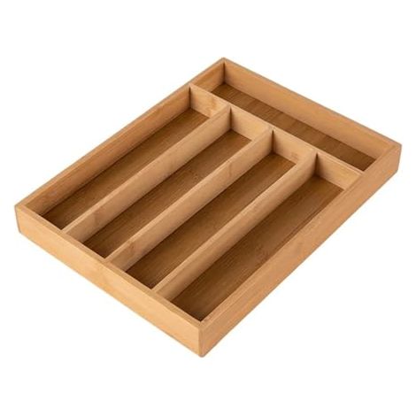 Organisateur de tiroir de cuisine en bambou - rangement pour couverts - plateaux et rangements pour couverts, convient aux cuisines et aux décorations de Noël. (1/5)