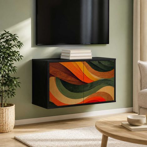 vidaXL Wall-mounted TV Cabinet BONN 69 x 33 x 40 cm Black Oak (1/5)