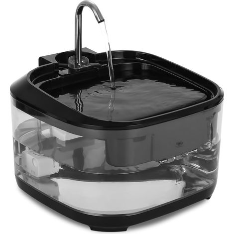 Fontaine à eau pour animaux de compagnie ultra silencieuse, filtre à charbon actif, réservoir d'eau transparent, deux jets d'eau (4,5 L, noire)-AquaForge (1/5)