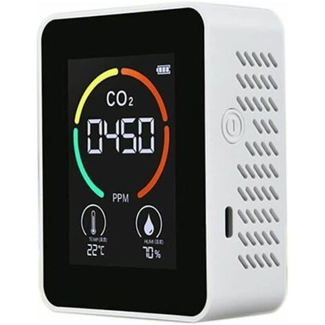 Détecteur de dioxyde de carbone CO2 pour la qualité de l'air, la température et l'humidité, mesure rapide du CO2, blanc (1/5)