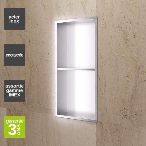 Niche de Douche Mural 33 x 63 cm - Rangement Salle de Bain en finition Niquel Brossé - ARTIC (1/5)