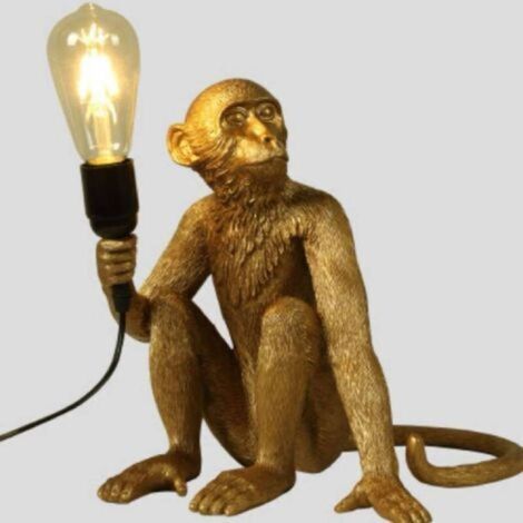 Ecleanfy-Lampe de chevet en résine en forme de singe pour chambre à coucher, décoration d'intérieur amusante pour enfants, salle d'étude [Classe énergétique B]