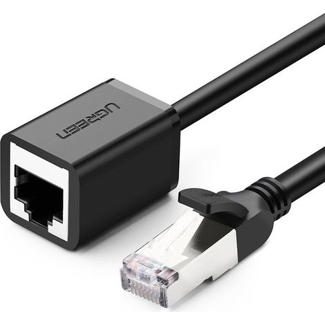 Cable de extensión Ethernet Ugreen NW112 RJ45, Cat. 6, FTP, con conector metálico, 2 m, negro. (1/5)