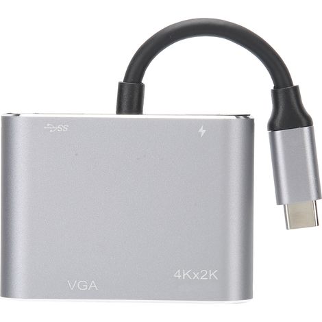 Adaptateur 4 en 1 Aluminium Alloy USB-C vers HDMI VGA Port USB pour Équipement Accessoire (1/5)