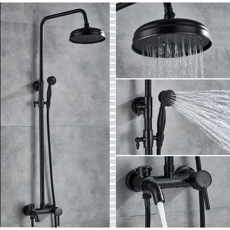 Colonne de Douche , Ensemble Douche,Système de Douche Inox avec Douche Pluie 21 cm, Barre Réglable 81-120cm (1/5)