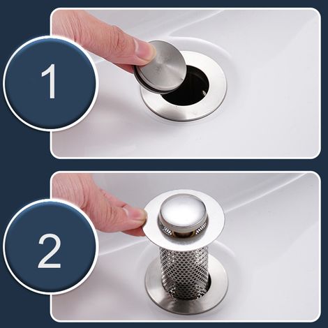 Universeller Spülbeckenstöpsel mit Korb, Kupferkern mit Rückprallsystem, Spülbeckensieb. (1/5)
