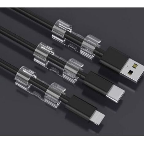 Clips Auto-adhésifs - Diamètre Max 11 mm - Pour Gestion Câbles TV PC Ordinateur Portable Ethernet - Lot de 40 (1/4)