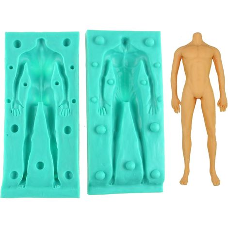 Molde de silicona para pasta de azúcar: torso, piernas y brazos en 3D. (1/2)