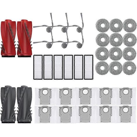 Accessoires pour aspirateur robot Roborock Qrevo Curv : rouleau principal, brosse latérale, filtre HEPA, chiffon de nettoyage et sac à poussière. (1/5)