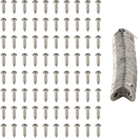 40 équerres d'angle en L avec 80 vis, pour meubles et armoires en bois. (1/5)