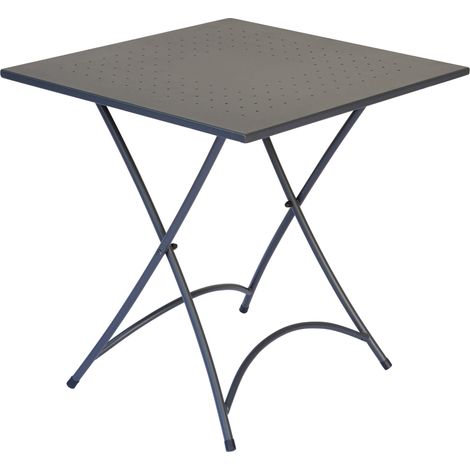 Tavolino Quadrato Pieghevole da Giardino 70x70 cm in Ferro Vorghini Orta Antracite (1/3)