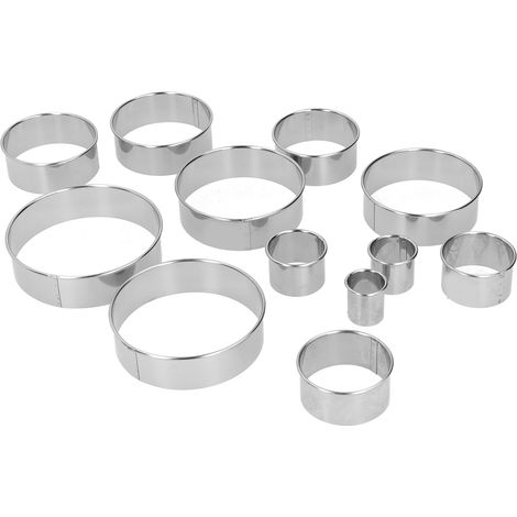 12-teiliges Set aus Edelstahl-Mousse-Ringen, runden Kuchenformen für Gebäck, Ausstechformen, Küchenzubehör (1/5)