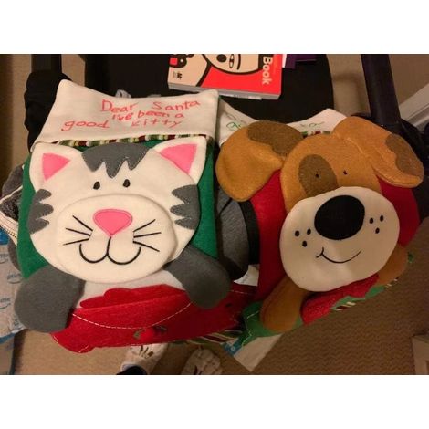 Chaussettes de Noël pour chats, grandes chaussettes de Noël pour animaux de compagnie, chiens et chats avec poche supplémentaire à l'avant pour les décorations de Noël (chat) (1/5)