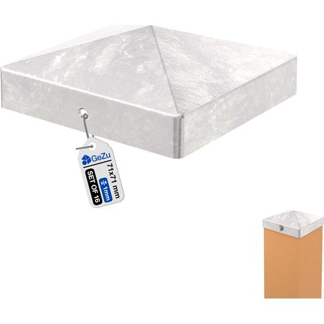 Lot de 16 Chapeau de poteau pyramidal galvanisé à chaud – 71 x 71 mm – Capuchon de protection pour poteaux bois clôture – Chapeau de poteau pyramidal – GeZu Impex