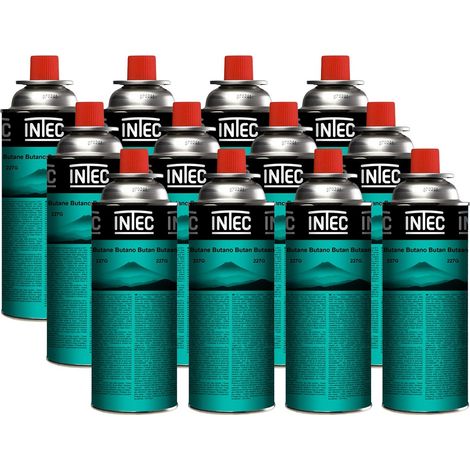 Pack 12 Bouteilles de gaz Butane 250 g Cartouche gaz Camping Compacte Encliquetable Réchaud Désherbeur Barbecue INTEC (1/5)